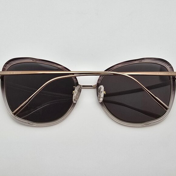 Charles & Keith CK3-71280268 Gold Titanium Frame Gold Mirror Lens Sunglasses